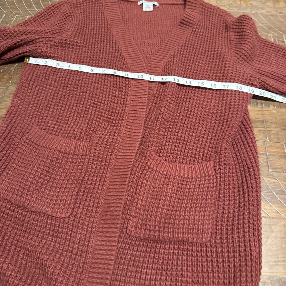 Emma’s Expressions Large Waffle Knit Open-Front Cardigan Sweater Pockets Comfy - Picture 8 of 10